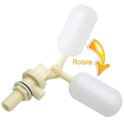 Float Valve 1/2" Shut Off Plastic Water Float Valve, Water Float Valve with Adjustable Arm Stable Water Float Ball Valve for Horse Cattle Goat Sheep Pig Dog Farm Supplies 2 Pack