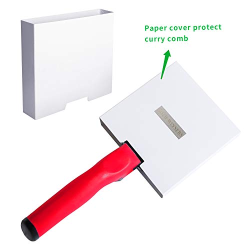 BOTH WINNERS Reversible Stainless Steel Curry Comb with Soft Touch Grip (Red) - color: red