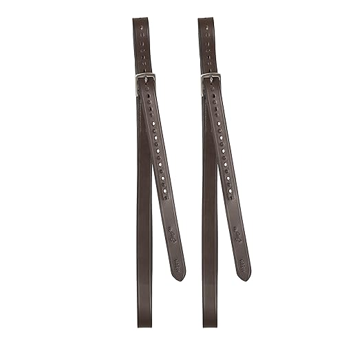 Exion Pre-Stretched English Stirrup Leathers | Non-Stretch Genuine Leather Stirrup Straps for English Saddles | 18 Numbered Holes Stainless Steel Buckles | Pair Black Havana Oak 48 54 58 62 - color: Havana, size: 145 cm / 58"