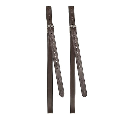 Exion Pre-Stretched English Stirrup Leathers | Non-Stretch Genuine Leather Stirrup Straps for English Saddles | 18 Numbered Holes Stainless Steel Buckles | Pair Black Havana Oak 48 54 58 62 - color: Havana, size: 155 cm / 62"