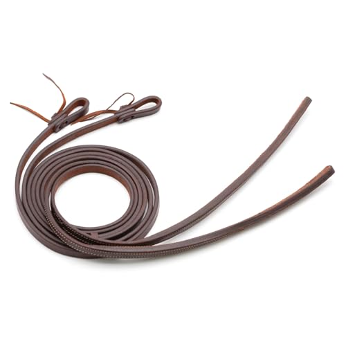 Jeffers Equine LuxeLeather Heavy Oiled Western Leather Horse Reins – Split, Laced & Roping Styles with Tie or Snap Ends for Riding & Training - size: 5/8" x 8'