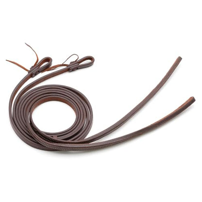 Jeffers Equine LuxeLeather Heavy Oiled Western Leather Horse Reins – Split, Laced & Roping Styles with Tie or Snap Ends for Riding & Training - size: 5/8" x 8'