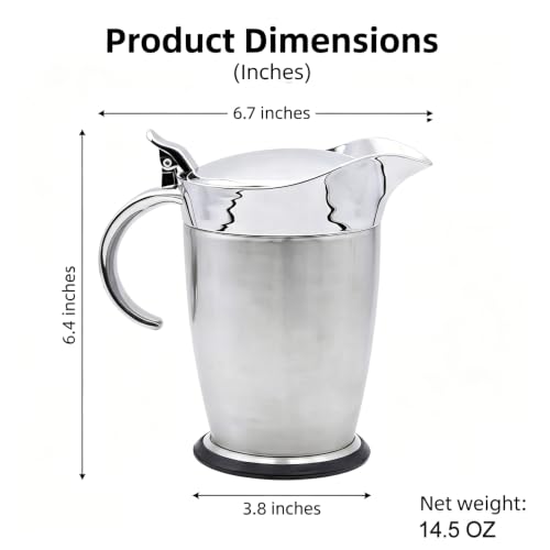 Double Insulated Gravy Boat - Stainless Steel Sauce Jug with Hinged Lid Hinged Lid Ideal for Gravy or Cream at Thanksgiving (750ML/26 OZ silver) - color: 750ML/26 OZ silver