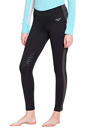 TuffRider Women's Ventilated Schooling Tights - color: Black/Charcoal, size: Medium