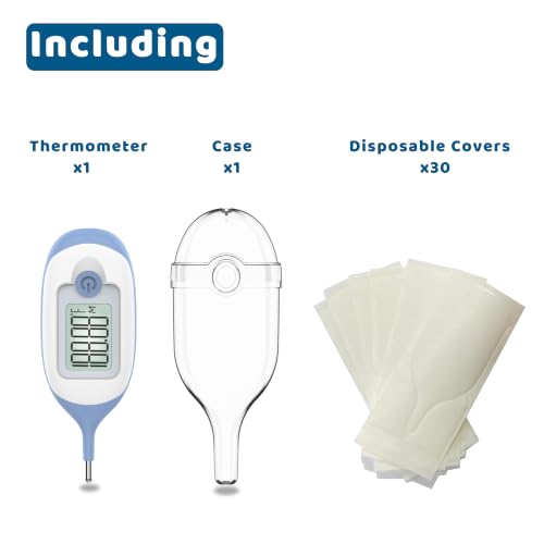 Disposable Cover for Rectal Thermometers - Special for Large Display & Short Probe Baby/Pet Rectal Thermometers (Covers -30 pcs + 1xThermometer)