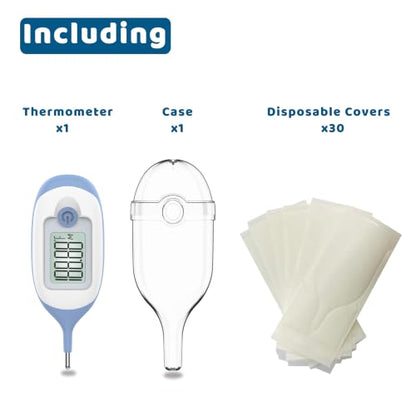 Disposable Cover for Rectal Thermometers - Special for Large Display & Short Probe Baby/Pet Rectal Thermometers (Covers -30 pcs + 1xThermometer)