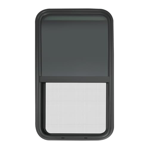RV Window, 18" X 35" Universal RV Window Vertical Slide W/Trim Ring, Vertical Sliding Glass Window with Screen Window for Cargo, Horse Trailer, Marine Camper Window Replacement(18" X 35") - size: 18" X 35"