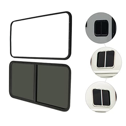 Vertical Sliding Black RV Window for Teardrop, Cargo, Horse Trailer, Marine Camper Window Replacement,24" Wide x 20" Tall - size: 24"x20"
