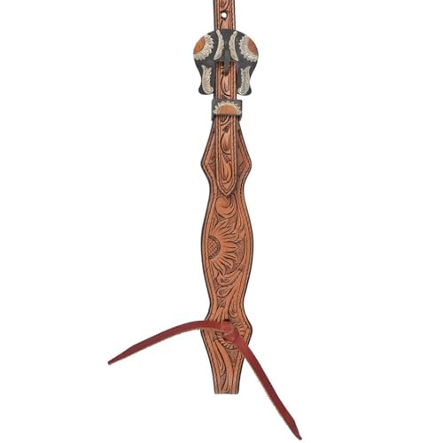 Circle Y Copper Sunflower Tooling Durable Versatile Western Horse Size Double Leather Ply Browband Headstall with Adjustable Strap | 35" - 43" Headstall Working Length