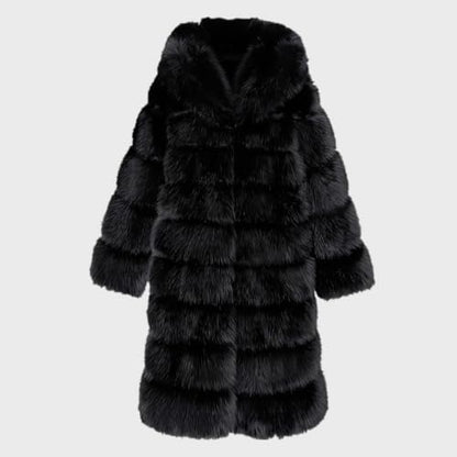 Lisa Colly Women Plus Size Faux Fur Jacket Big Hooded - color: Black, size: Medium