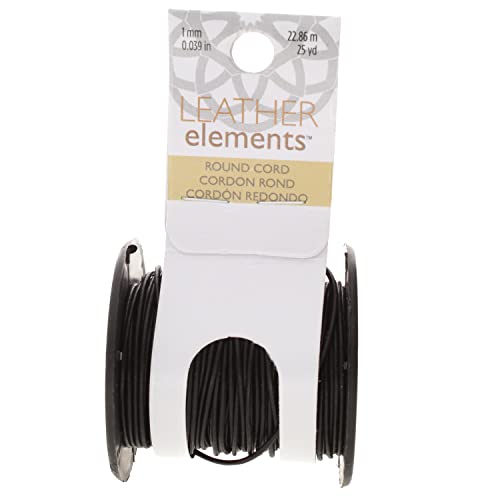 The Beadsmith Leather Cord – Dyed Antique Black – 1mm Spool – 25 Yards/22.86 Meters – Indian Leather Thong Ideal for Braiding, Beading, Necklaces, Fine Lacing, Hair Accessories & DIY Jewelry Making - size: 1mm, style: Dyed Antique Black – 25 Yards