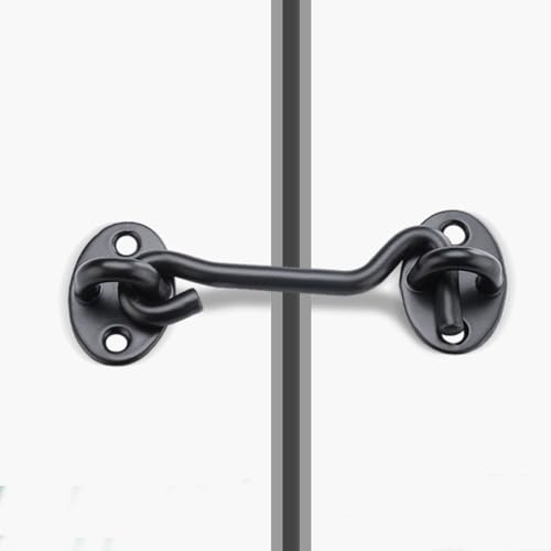2 Pcs Barn Door Lock, 4 inch Steel Hook and Eye Latch for Door, Black - size: 4 Inch