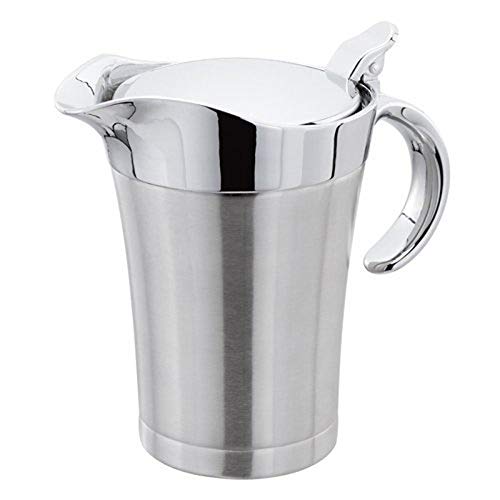 Double Insulated Gravy Boat - Stainless Steel Sauce Jug with Hinged Lid Hinged Lid Ideal for Gravy or Cream at Thanksgiving (750ML/26 OZ) - color: 750ML/26 OZ