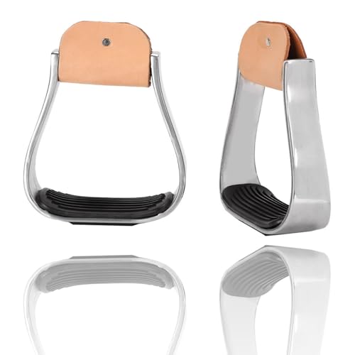 Aluminum Western Horse Saddle Stirrups, 4.9 Inch Width, Metal Construction for Horse Riding