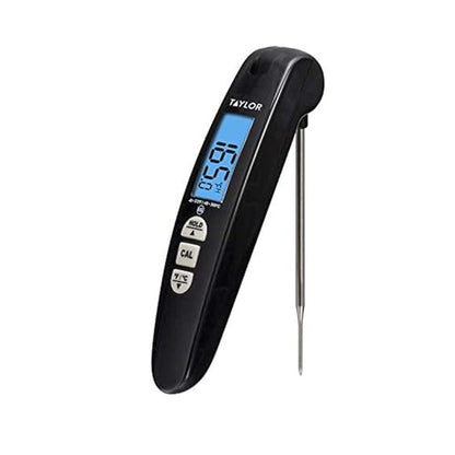 Taylor Digital Turbo Instant Read Thermocouple Meat Food Grill BBQ Cooking Kitchen Thermometer, Folding Probe, Black - color: Black, size: 1 EA