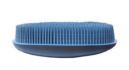 Grewal Equestrian Oval Face Grooming & Bathing Curry Brush for Horses, Dogs, Cats, & Other Pets - Very Soft Bristles (Pacific Blue) - color: Pacific Blue