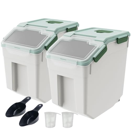 Saim 2 Pack 50lb Flour & Rice Storage Container Bin,Rice Dispenser (Green) - color: 2Pack 50lbs Green