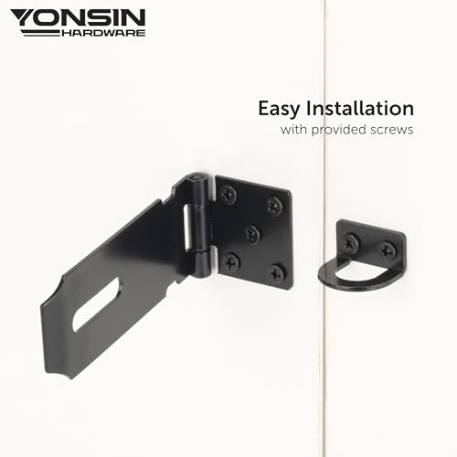 4" Door Padlock Safety Hasp Latch, Door Hasp Clasp Lock Gate Shed Hasp Latch Lock for Door Window Cabinet Pet Cage Toolbox Shed Fence, 304 Stainless Steel, Matte Black Finish, 1 Pack - size: 4 Inch