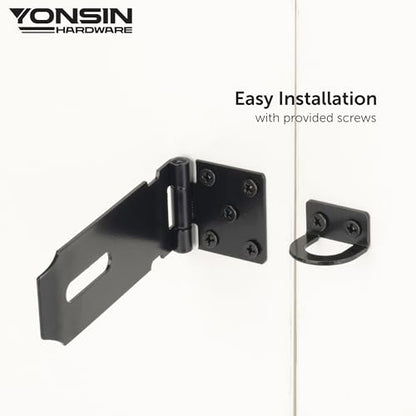 4" Door Padlock Safety Hasp Latch, Door Hasp Clasp Lock Gate Shed Hasp Latch Lock for Door Window Cabinet Pet Cage Toolbox Shed Fence, 304 Stainless Steel, Matte Black Finish, 1 Pack - size: 4 Inch