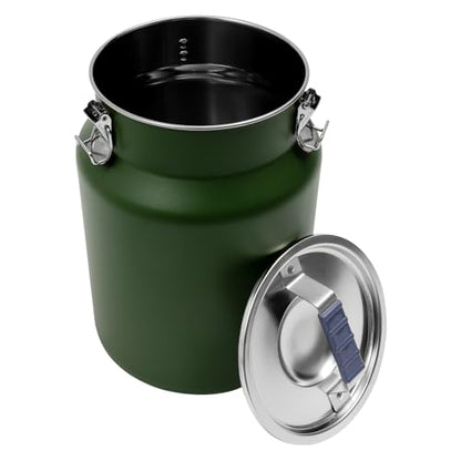 DYNAMI 3.2Gal Stainless Steel Airtight Canister,Large Metal Food Storage Container,Stainless Steel Bucket Milk Can Milk Jug With Lid & Handle, for Kitchen Rice Flour Coffee Bean (Green) - color: Green