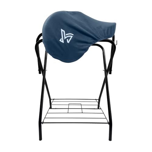 2Pcs Fleece Saddle Cover, One Size Fits All Purpose & Close Contact English Saddles, Stretch Fit, Machine Washable, Protects from Dust & Scratches, Navy