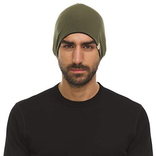 Minus33 Merino Wool Micro Weight Reversible Beanie - color: Olive Drab / Black