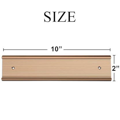 SINYUDUN 10 Pack 2” x 10” Aluminum Name Plate Holders for Door or Wall - color: Rose Gold