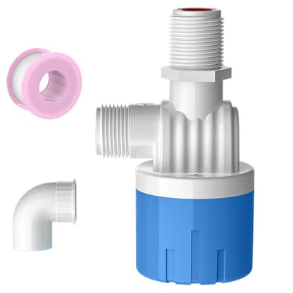 1 Pack 1/2 Float Valve for Water Tank,Aquapulse Water Float Automatic Water Level Control Aqua Pluse Trough Blue Plastic Float Valve Switch for Pool,Pond,Livestock(Top inner) - size: 1/2" top inner