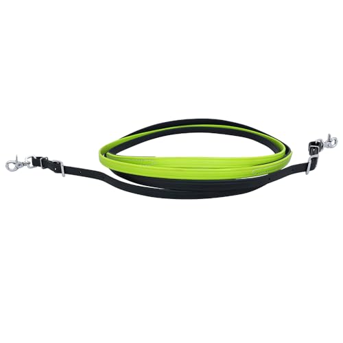 HILASON Western Horse Biothane Leather Rein, Full Size - color: Lime Green & Black