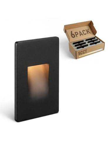 LEONLITE 6-Pack 5CCT 120V LED Step Lights, Vertical, Black - color: Black, size: 2.87 Inch