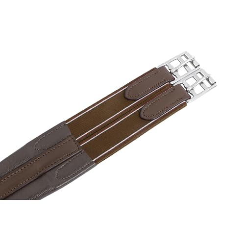 Contoured English Chafeless Girth Black Brown 46" / 48" / 50" / 52" / 54"/ 56" - color: Brown With Matching Elastic, size: 56"