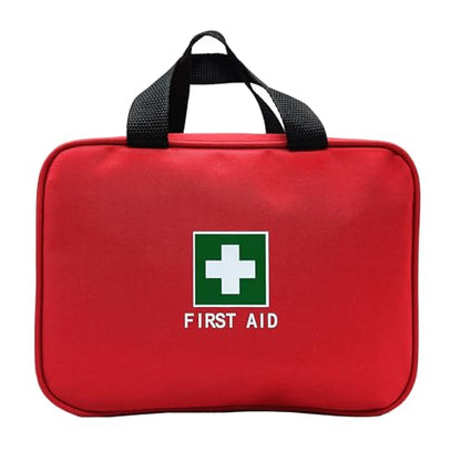 Red First Aid Bag Empty Travel Rescue Pouch Medical Bags First Responder Storage Compact Survival Medicine Emergency Bag for Car Home Office Kitchen Sporting Outdoor (Zipper MHS)