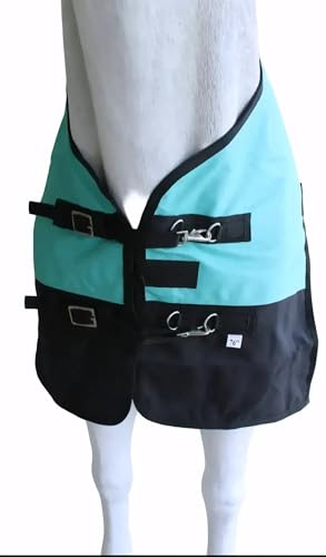 CHALLENGER 1200D Turnout Waterproof Rain Light-Weight Sheet Horse Blanket - color: Turquoise/Black, size: 76"