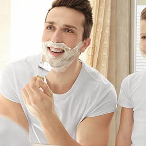 CCbeauty Mens Shaving Brush and Bowl Set, 4 in 1 Badger Shave Brushes Kit with Stainless Steel Bowl & Soap Mug, Safety Razor Stand, Birthday Boyfriend Dad Gifts Set for Men, Shaving Cream 3.5Oz - color: 3# White Cream