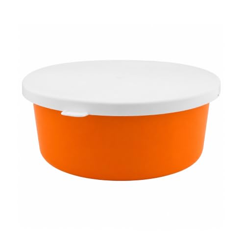 Correct Connect Large 2.9 Gallon Horse Feed Storage Bowl with Snap Lid, Stackable Horse Feed Container for Feed, Treats and Supplements, BPA Free Food Safe Bucket (Orange) - color: Orange