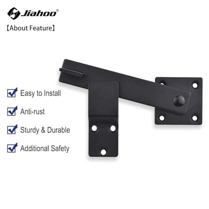 JIAHOO 6" Barn Door Flip Latch, Sturdy Farm Sliding Door Latch | Gate Latch for Fence, Shed Door, Farm Gate, Solid Metal Heavy Duty Iron Hardware, add More Security and Privacy, Matte Black