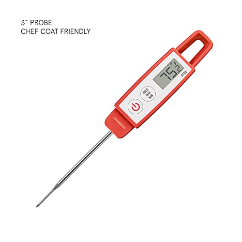 Lavatools PT09 Combo Pack Super-Quick Commercial Grade Digital Thermometer for Cooking, Meat, Candy, Candle, Liquid, Oil, 4.5" & 3" Probe, Splash Proof, °C/°F Toggle, Hold Function - Sambal - color: Sambal, size: Combo Pack