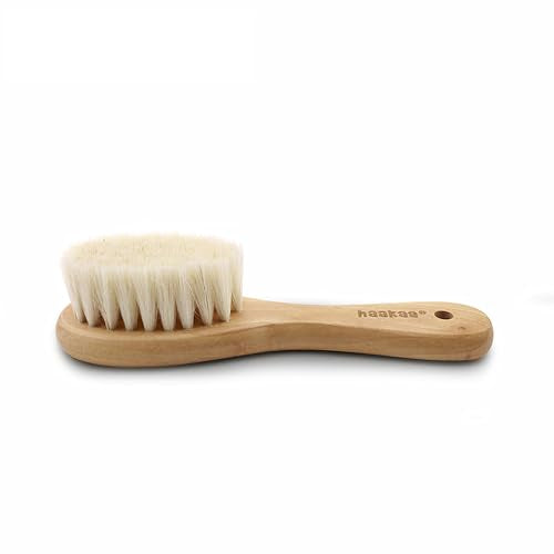 Haakaa Wooden Baby Hairbrush with Natural Goat Wool Bristles 1 pk