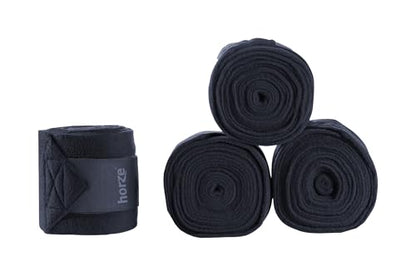 HORZE Embrace Fleece Polo Wraps | Horse, Sheep, Goat Leg Bandages (Set of 4) - Dark Dark Blue - 10 ft 6 in