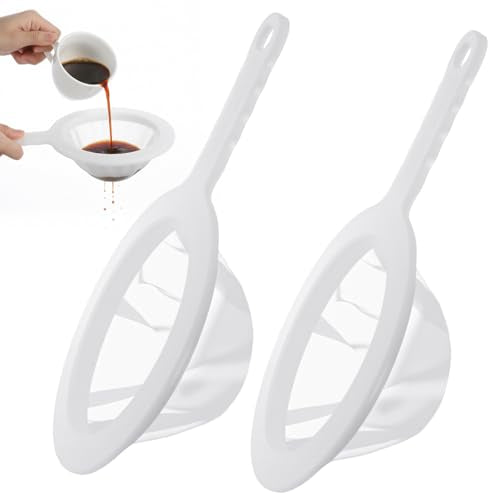 2PCS Extra Fine Mesh Strainer 120 Mesh Nylon Ultra Fine Mesh Strainer with Handle for Filtering Yogurt Juice Coffee Milk Honey Matcha Kitchen