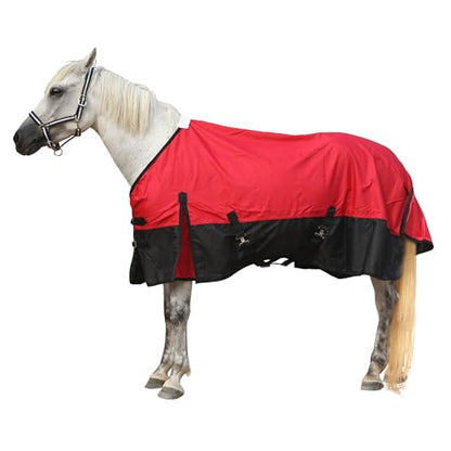 600D Horse Blanket, 0g No-Fill Waterproof Turnout Rain Sheet - color: Red/Black, size: 81"