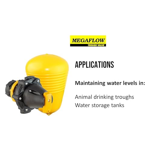 Jobe Valves J-MFV0075DLT 82026 Megaflow Valve 3/4", Yellow/Black – High Flow Float Valve for Livestock Water Troughs, Up to 90 GPM, Underwater Mount, GF Nylon Construction - size: 1 Pack