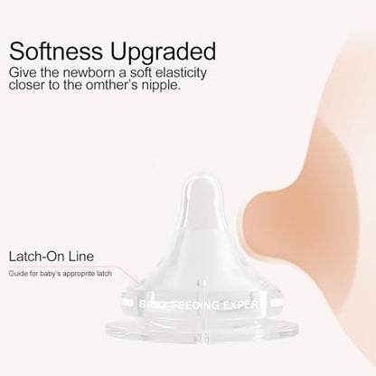 Natural Glass Baby Bottles Gentle & Slow Flow, Newborn Breastfeeding Bottle with Anti Colic Nipple for 0 Months Babies, 3 Packs (White (5 Ounce), 1 Count (Pack of 3)) - color: White (5 Ounce)