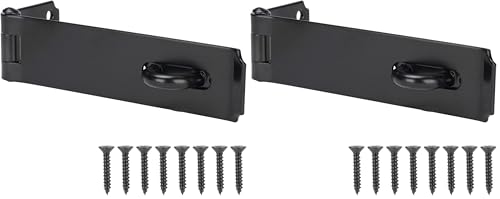 HILLMASTER Heavy Duty Door Hasp Latch 7-3/4" Extra Thick Steel Safety Gate Door Lock Padlock Clasp Hasp Lock Latch for Fence Gate Barn Door Shed Closet Cabinet, Black Finish (Pack of 2) - size: Straight (Pack of 2)