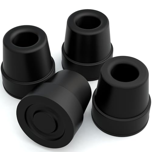 Vive Quad Cane Tips - Heavy Duty 1/2 inch Replacement Rubber Foot - Black - style: 1/2 inch (4 Pack)