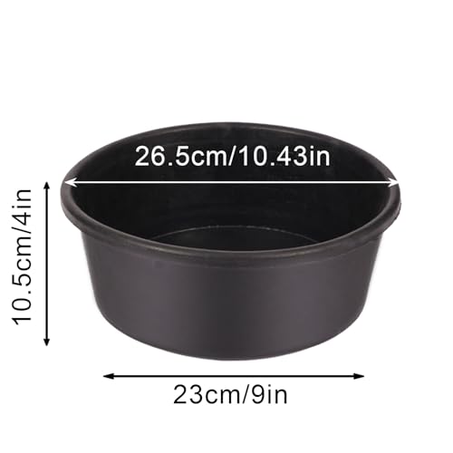 4 Pcs Rubber Feed Pan, 4 Quart 10.6 x 4.1 Inche Livestock Feeding Bucket, Dust Bath Container, Durable Utility Bowl for Horse Cats Dogs Chickens Ducks Goats Pigs and Farm Small Animal.