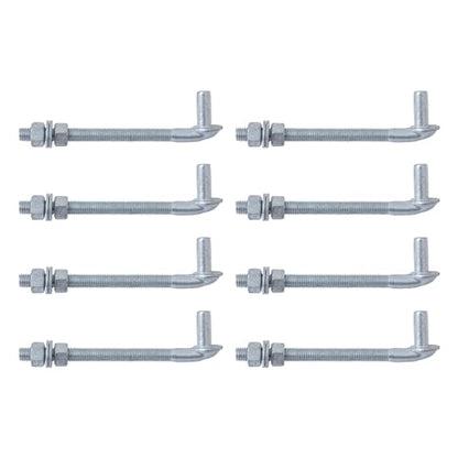 VIVIDA 8 Inch J Bolt Gate Hinge 8-Pack, 5/8" Gate Bolt Post Hinge | Galvanized Gate Bolt Post Hinge, Chain Link Fence Gate Hardware, Nuts & Washers Included - size: 8" (8 PCS)
