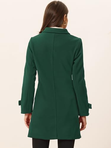 Allegra K Women's Winter Overcoat Peter Pan Collar Single Breasted Pea Coat - color: Dark Green, size: X-Small