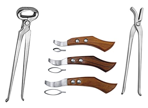 Hoof Nipper 15" with 12" Horse Shoe Nail Clincher & Farrier Loop Knives Hoof Knife Set – Professional Horse Hoof Trimming & Farrier Tools Kit for Horse Hoof Care