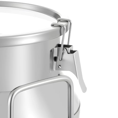 Milk Bucket 20L/5gal Stainless Steel Milk Transport Barrel with Lid, 12×10×13in Heavy Duty Milk Jugs with Three Buckles and Two Sturdy Handles for Oil, Milk, Coffee, Wine, Tea, Honey - size: 20L/5gal-12×10×13in